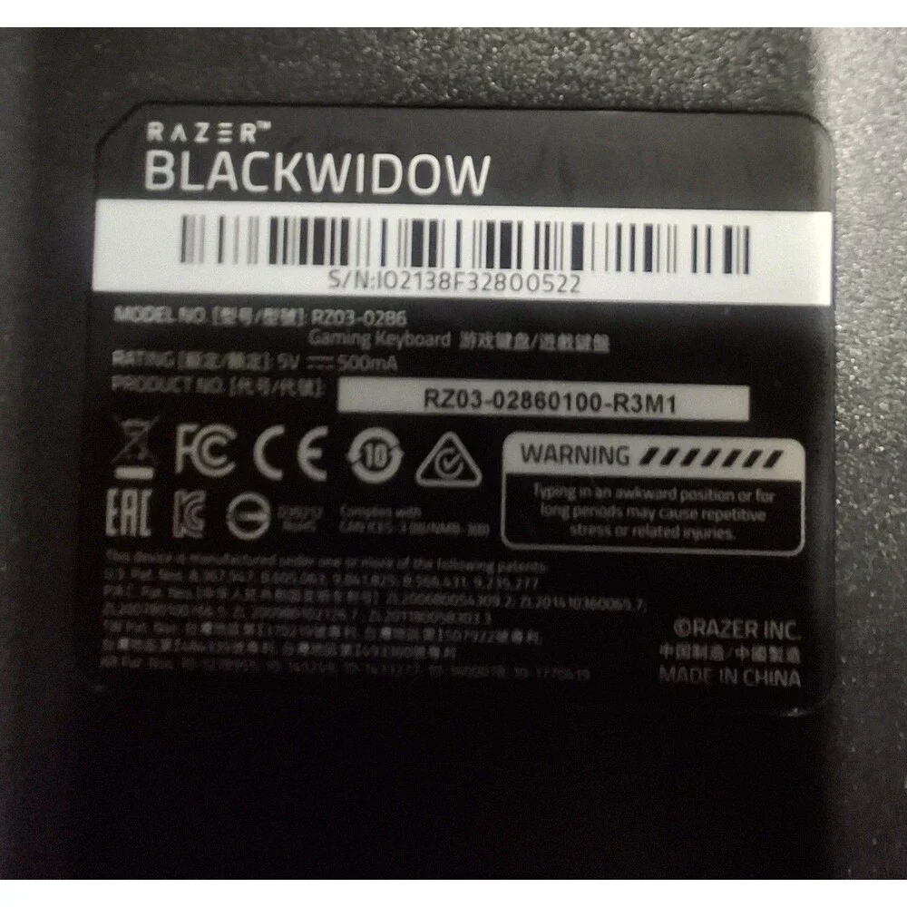 Razer BlackWidow Mechanical Gaming Keyboard Wired USB Black QWERTY RZ03-0286